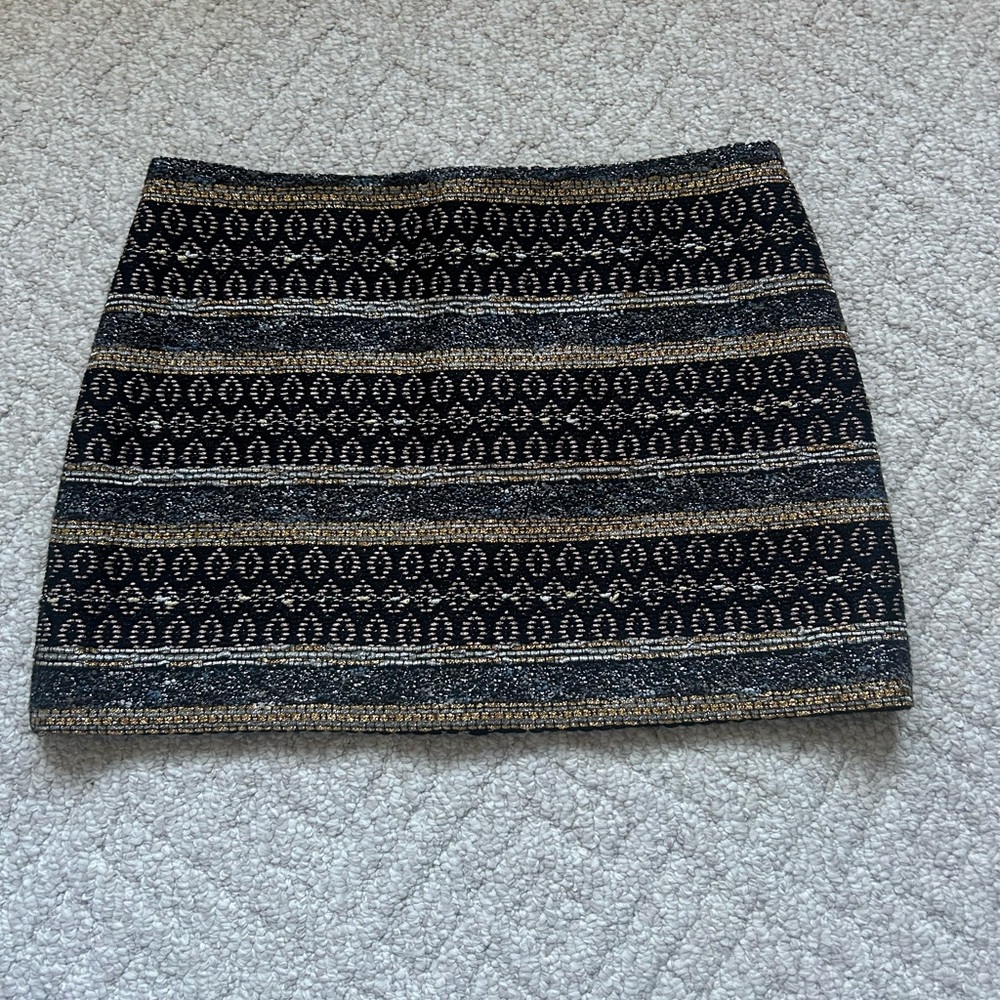 Alice + Olivia Metallic Embroidered  A-Line Mini Skirt